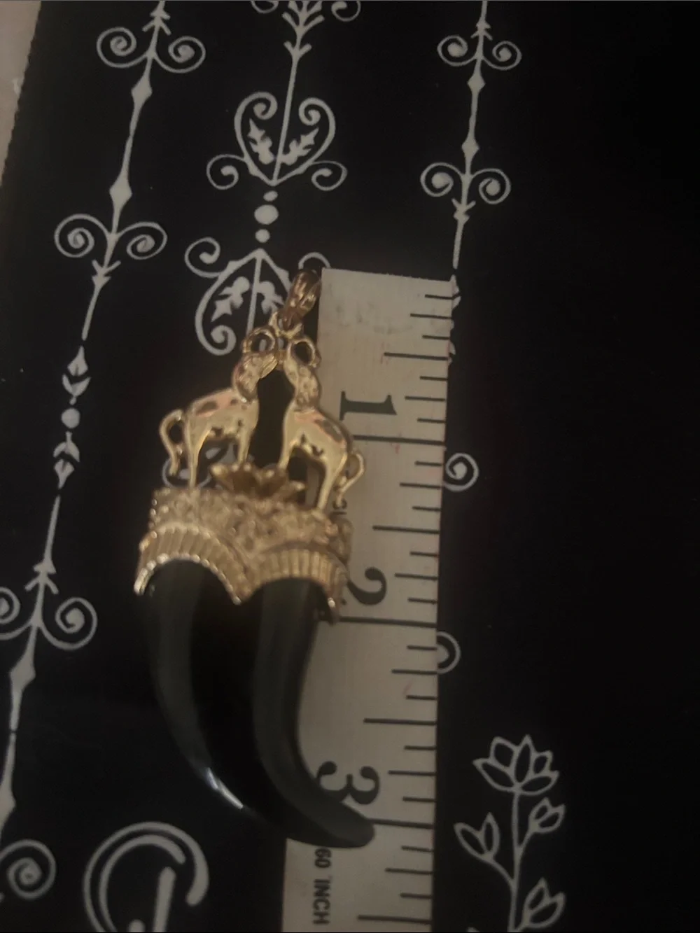 Black Horn Pendant Necklace with Gold Elephant Accent - Men's Jewelry